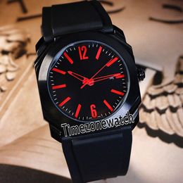 New OTCO 102738 PVD Steel Case Black Dial Red Mark Automatic Mens Watch Rubber Sports Watches 5 Styles High Quality For Timezonewatch E10e5