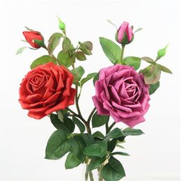 Fake Long Stem Moisturising Rose 25.98" Length Simulation Real Touch Roses for Wedding Home Decorative Artificial flowers