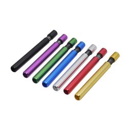 cheap mini Metal tobacco pipe protable Herb Pipe for smoking Aluminum One Hitter Dugout Pipe Snuff Snorter Cigarette Holder Accessories