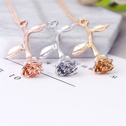 Boho Choker Necklace Women Gold Color Rose Pendant Chain Necklace Cheap Jewelry Wholesale Puck Necklaces