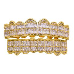 Hip hop grillz for men women diamonds dental grills 18k gold plated fashion gold silver crystal teeth Jewellery