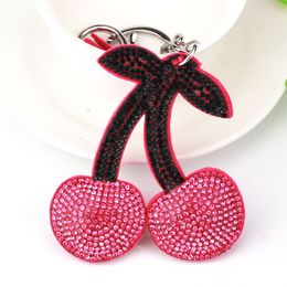 Kiraz Keychain Keying Kristal Rhinestone Çanta Kolye Araba Kadınları İçin Sevimli Karikatür Anahtar Zincir Tutucu Takı