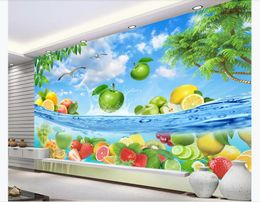 3D Custom wall papers home decor photo wallpaper HD Fruit Fresh Summer Hawaiian Sea Water Living Room TV Background Mural Wallpaper for wall