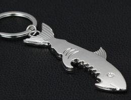 100pcs Shark Shape Bottle Opener Keychain Keyring Portable Creative Can Opener Wholesale Metal Key Chain Rings Gift