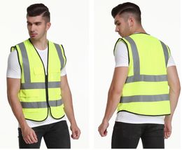 Plain Cloth Grid Construction Site Engineering Traffic Safety Clothing Fluorescent Vest Universal Printed Reflective Vest 173-185CM