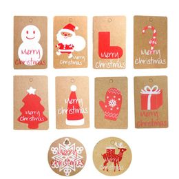 festive merry christmas gift kraft paper tags santa claus paper hang tag snowflake tree party decor diy label gift tags 10 styles