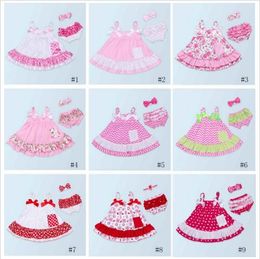 Baby Girl Clothes Kids Summer Clothing Sets Summer Suspender Dresses Diaper Cover Headband Outfits Infant Ruffle Tops PP Pants Suits EZYQ427