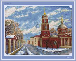 Winter in Russia home cross stitch kit ,Handmade Cross Stitch Embroidery Needlework kits counted print on canvas DMC 14CT /11CT