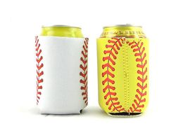 10*13cm Baseball Softball Can Sleeves Neoprene Beverage Coolers Can Holder With Bottom Beer Cup Cover Case SN1168