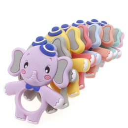 Silicone Elephant Teethers Teething Toy Food Grade Silicone Pendant Chew Beads Elephant Pendant Sensory Chewable Toy Baby Gift