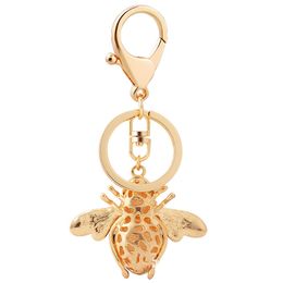 Rhinestone Bee Keychains Metal Alloy Pendant Women Girls Lady Key Chains Ring Holder for Cars Bag Luxury Animal Keyrings Charms Je2264