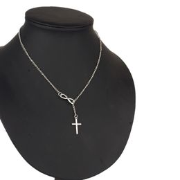 New Fashion Silver Plated Cross Chain Necklace Crosses Infinity Pendants Statement long necklace jewelry for women