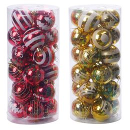 24pcs Plastic Christmas Tree Ball Baubles Decorations Xmas Gift Holiday Festival Home Party Decor Ornament