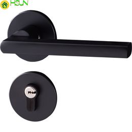 European Space Aluminum Door Lock Indoor Door Bedroom Black Split type Lock Holding Hand Lock Hardware Solid