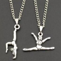 Hot Fashion Vintage Silver Mixed style Girl Gymnast Pendant Necklace Statement Jewellery Woman Charms Jewellery Gift - 81