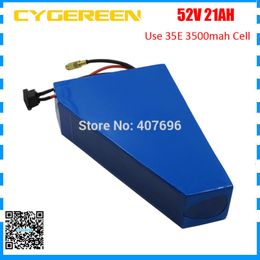 1500W 14S 51.8V 21AH Triangle battery 52V 21AH Electric bike Lithium ion battery with free bag use 35E 3500mah cell 2A Charger