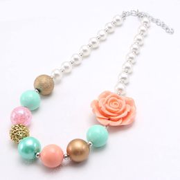 charm baby flower beads necklace fashion girls children chunky bubblegum handmade necklace Jewellery for toddler gift