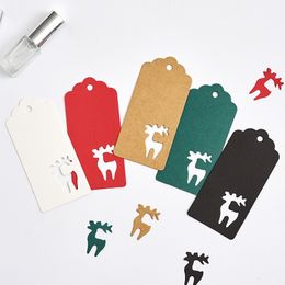 500pcs 9.4*4.5cm 5 colors blank gift package card tag with deer shape hole Kraft hang tag hand made clothes tags