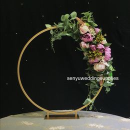 50cm )Round Metal Wedding Arches Artificial Flowers Balloon Arch Kit Wedding Backdrop Stand Centerpiece Decoration for Party senyu0208