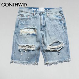 GONTHWID Ripped Destroyed Distressed 2020 Mens Hole Denim Shorts Blue Male Hip Hop Fashion Casual Dot Jeans Short CX200701