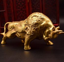 Factory Outlet Antique Miscellaneous Antique Brass Brass Decoration Collection Wealth Golden Taurus Crafts Decoration Wholesale