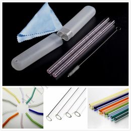 5pc/set Colourful Glass Drinking Straws Portable Drinking Straws Bent Straight Milk Cocktail Straw For Wedding Birthday Party Tableware