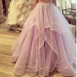 2019 Princess Skirts High Waist Tiered Tulle Tutu Long Skirts Women Young Ladies Wear Floor Length Organza Homecoming Party Dresses