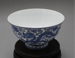 China old porcelain Blue and white double dragon bowls