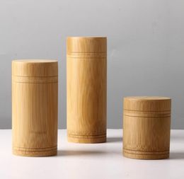 Bamboo Storage Bottles Jars Wooden Small Box Containers Handmade For Tea Coffee Sugar Receive With Lid Vintage SN42
