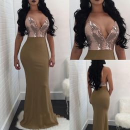 Elegant Green Spaghetti Straps Mermaid Evening Dresses Long Prom Gowns With Slit Sequins Charming Luxury Mature Party Evening Gowns