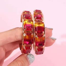 Wholesale-out gem C hoop earrings for women luxury designer colorful bling diamond hoops circle huggie earrings zircon red jewelry love gift