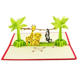 3d greeting card gift cards kids cartoon animal pop up card christmas decoration gift for greeting bessing baby Congratulations gift card