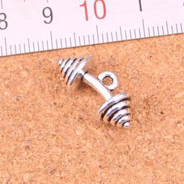 50pcs Charms fitness equipment dumbbell Antique Silver Plated Pendants Making DIY Handmade Tibetan Silver Jewellery 8*8*23mm