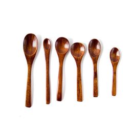 Eco Friendly Natural Wooden Spoon Coffee Stir Spoon Tea Soup Sugar Honey Dessert Appetiser Seasoning Bistro Small Spoon SN2185