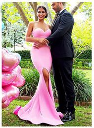 Simple Mermaid Bridesmaid Dresses Long Sweetheart Side Split Maid Of Honor Gowns Prom Dress Wedding Guest Gowns Cheap