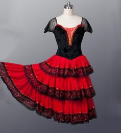 Adult Red Romantic Tutu Spanish Kitri Ballet Dress women Professional Tutu Ballet Spanish Dance Costume for girls