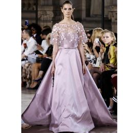 formal capes wraps Australia - A-line Satin Long Prom Dresses with Cape Strapless Hand Made Flower Beads Wrap Formal Wear Bow Tie Belt Long Train Evening Gowns