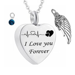 Urn Necklaces for Ashes I love forever Cremation Urn Memorial Jewellery wing Pendant Cremation Birthstone Jewellery