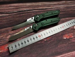 Benchmade 940 Osborne Folding Knife 3.4" S30V Satin Plain Blade, Purple Anodized Spacer titanium,Green Aluminum Handles