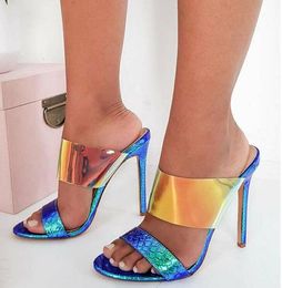 Hot Sale-Shinny blue silver strappy designer shoes Come With Box size 35 To 40