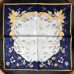 2019 new Japanese and Korean style 53cm mulberry silk small square scarves shell flower branches Small wholesale scarf