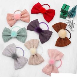 2020 INS 8 color hair bow 4.5" Candy Color hairband Corduroy Style Hairbands Bowknot girl hairbands Hair Bows