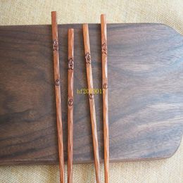 100pairs/lot 23cm Japanese Style Hand Carved Plum Blossom Jujube Wood Wooden Craft Chopsticks Tableware Gifts