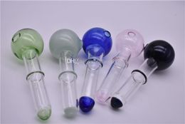 cheap wholesale mixed colorful 4.7 inch long 40mm ball Pyrex Glass big oil burner pipe glass oil burner glass tube Tobacco pipe