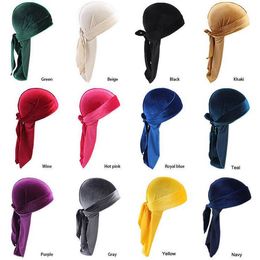 Velvet Turban Hats Pirate Hats Luxury Unisex Caps Wigs Doo Durag Biker Headwear Headband Durags Bandana Hat Hair Accessorieers DYP92