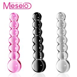 Meselo Glass Beads Anal Plug Gay Sex Toys For Men Woman Vagina Dildo Masturbator Bdsm Products Anus Butt Plug Bead Big Adult Toy Y19061202