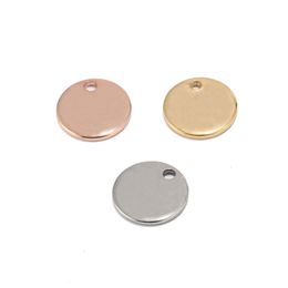 304 de aço inoxidável rosa moeda de ouro Charme redondo carimbando tags em branco Metal jóias fazendo fonte 8mm / 10mm