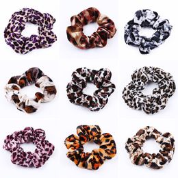 15 Colors Leopard Velvet Scrunchies Hair Accessories For Women Girl Elastic Hair Ring tie Ponytail Holder Rubber leopard Hair Band M2114