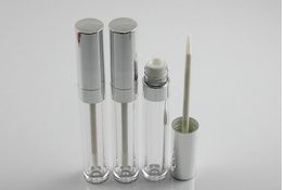 100pcs/lot shiny silver cap AS lipgloss tube 6ml lip gloss cosmetic packaging round bottle SN2697