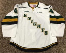 Men Vintage #4 OLLI JUOLEVI London Knights Game Issued OHL Hockey Jersey custom any name number